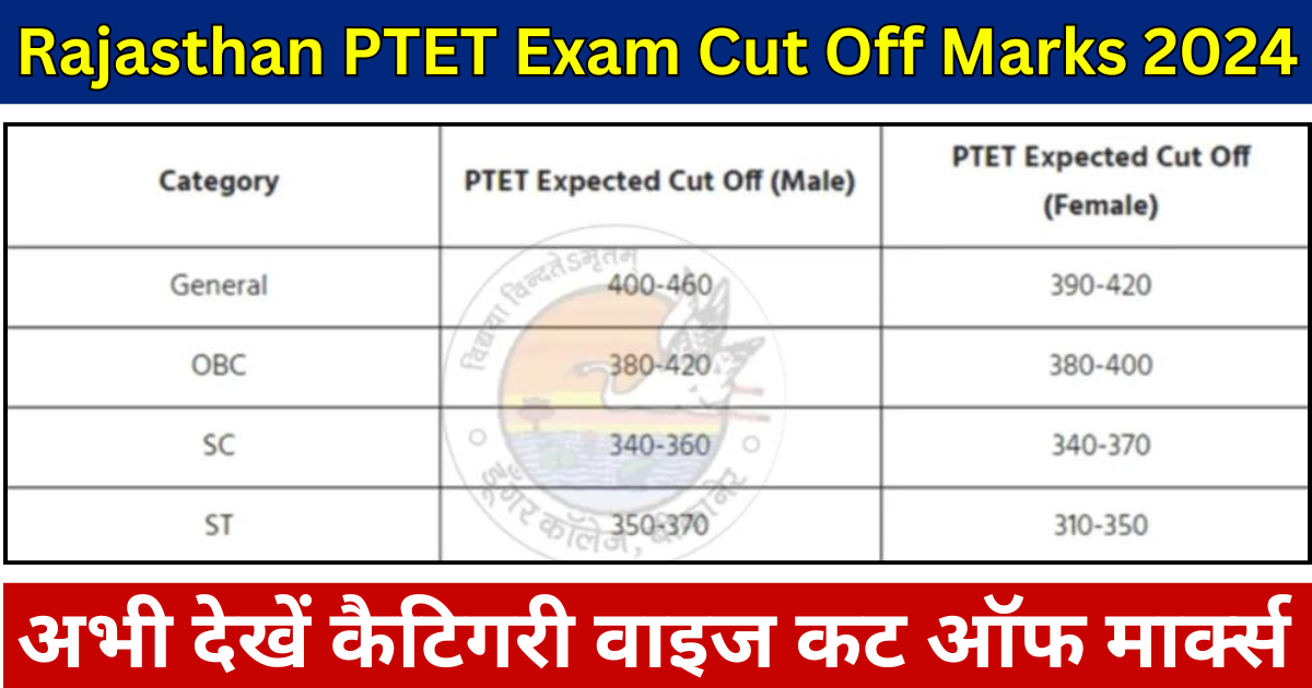 Rajasthan PTET Exam Cut Off Marks 2024