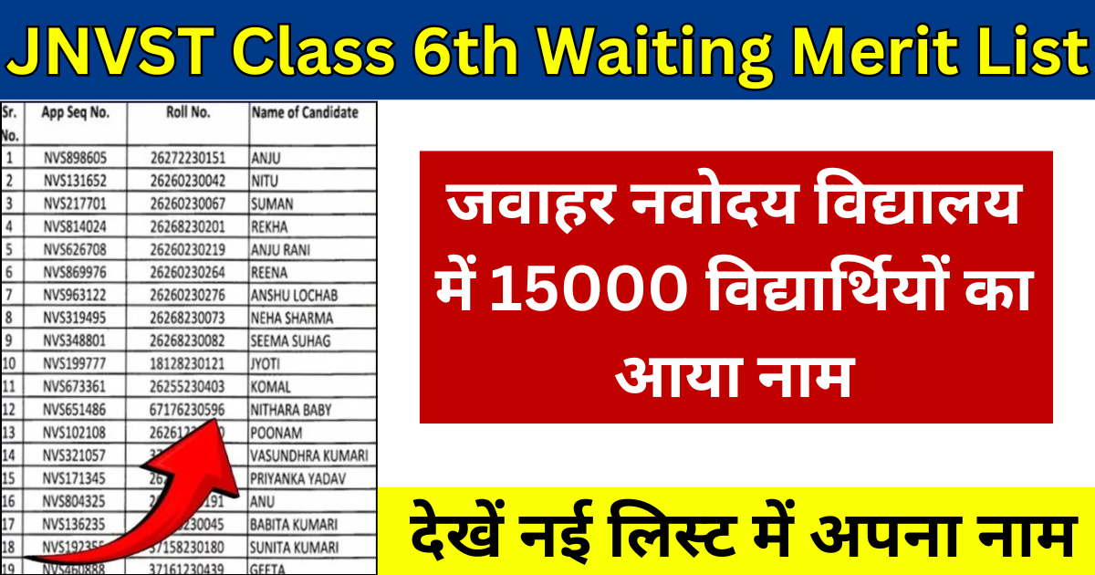 JNVST Class 6th Result 2024 Waiting Merit List