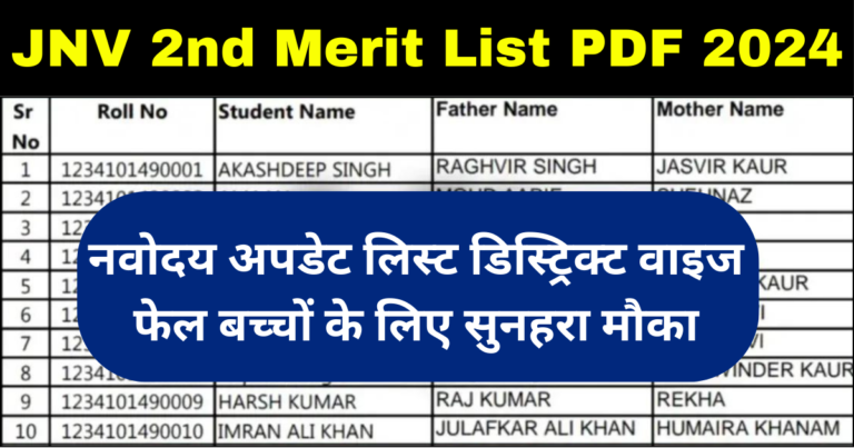 JNV 2nd Merit List 2024 PDF Download