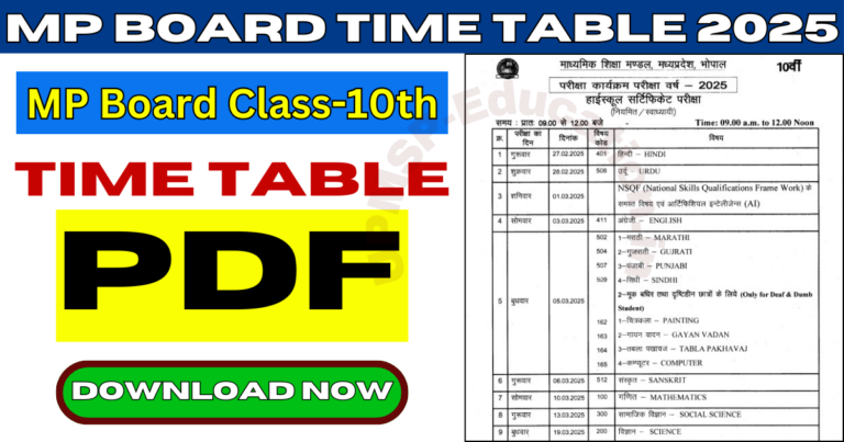 MP Board 10th Time Table 2025 Release Download Now