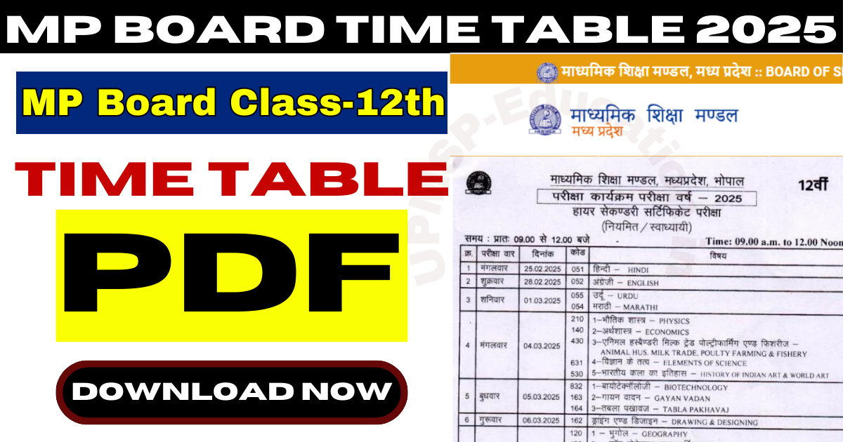 MP Board 12th Time Table 2025 Kaise Download Kare