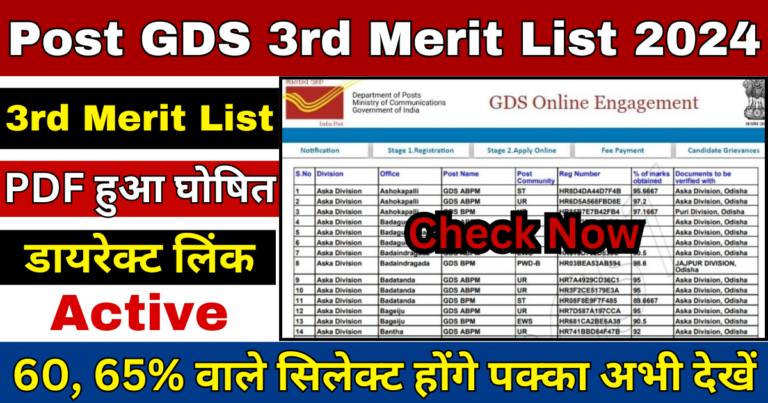 Post GDS 3rd Merit List 2024