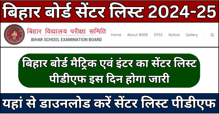 Bihar Board 10th 12th Center List 2025