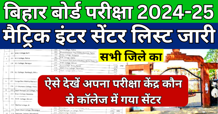 Bihar Board Class 10th 12th Exam Center List 2025