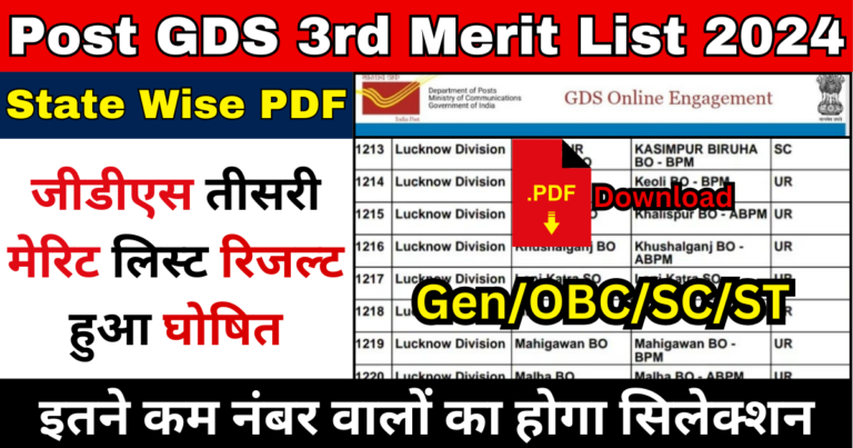 India Post GDS 3rd Merit List Result 2024