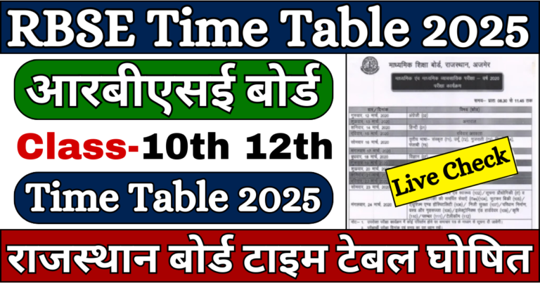 RBSE 10th 12th Exam Date 2025