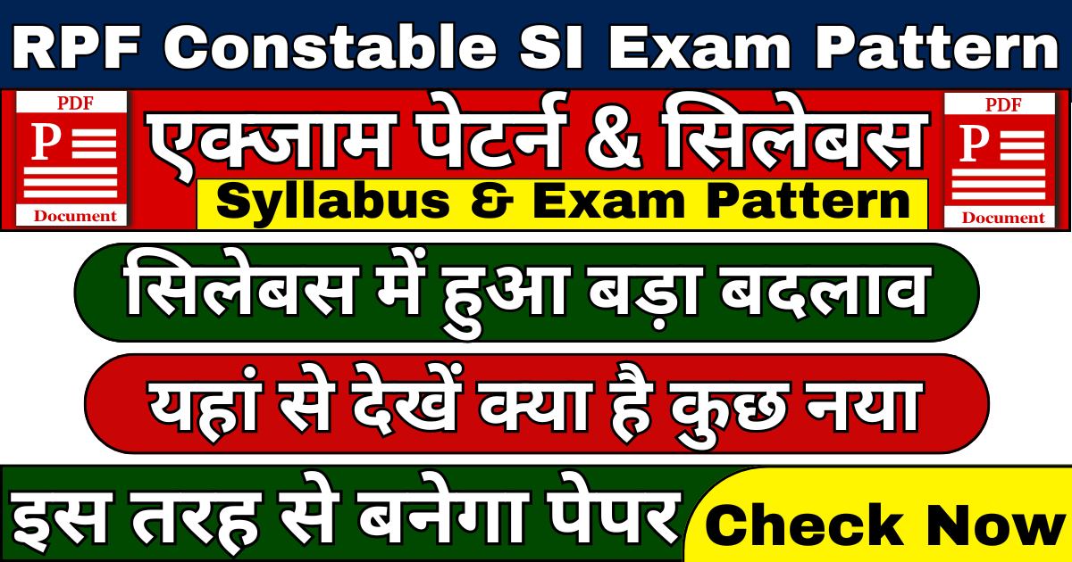 RPF Constable SI Exam Pattern 2024