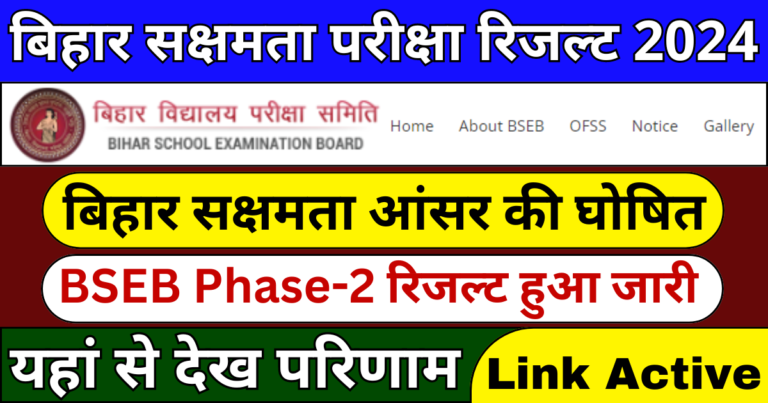 Bihar Sakshamta Pariksha Result 2024 Phase-2