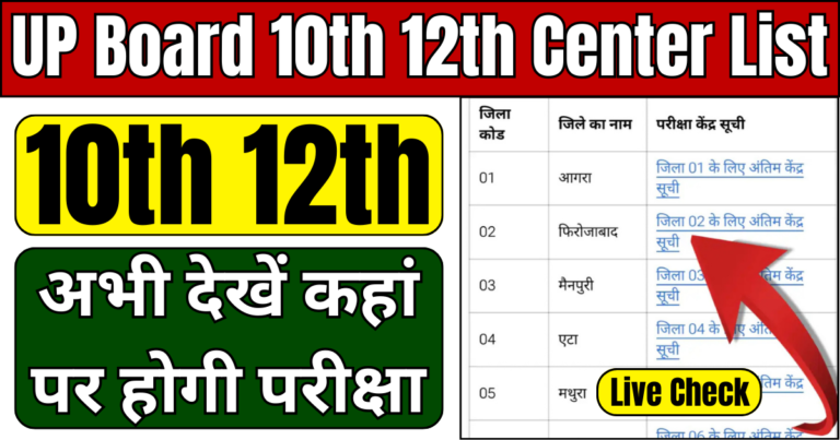 UP Board 10th 12th Center List Check