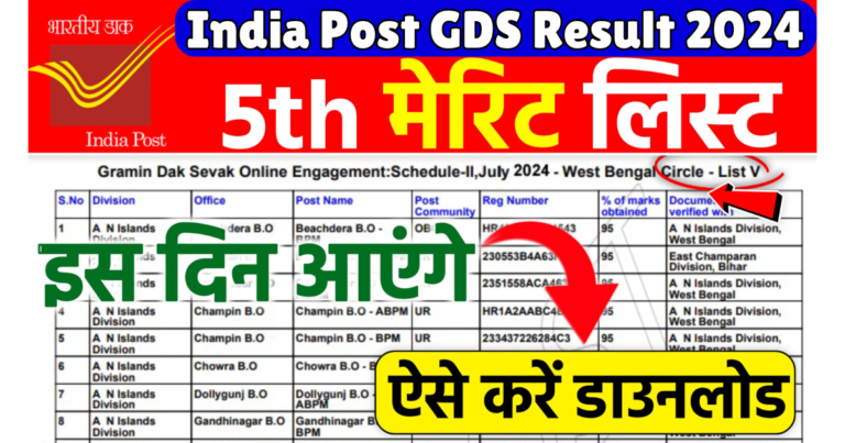 India Post GDS 5th Merit List 2024