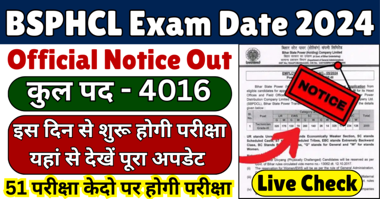 BSPHCL Exam Date 2024