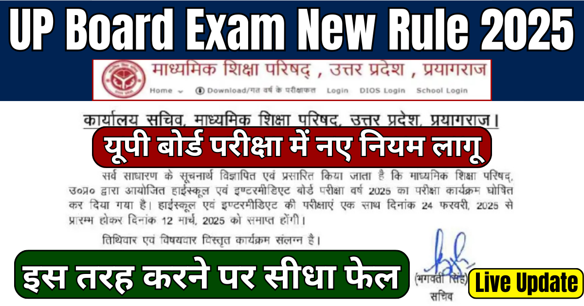 UPMSP UP Board Exam New Rule 2025