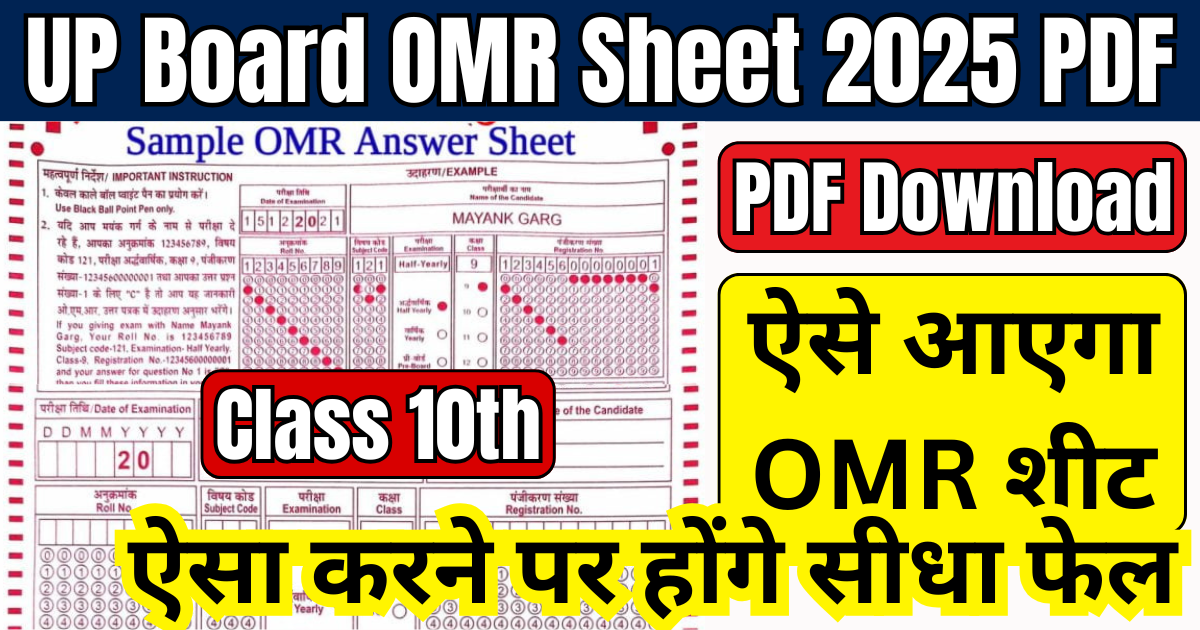 UP Board OMR Sheet 2025 PDF